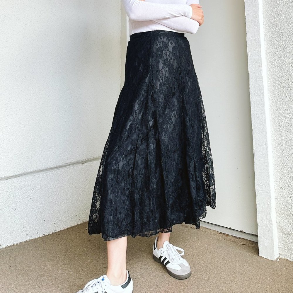 Black Lace Midi Skirt